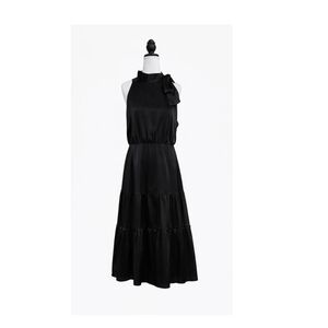 Nicole Miller Elegant Black Tiered Midi Dress